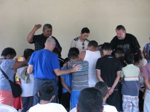 Praying over those who  came forward 